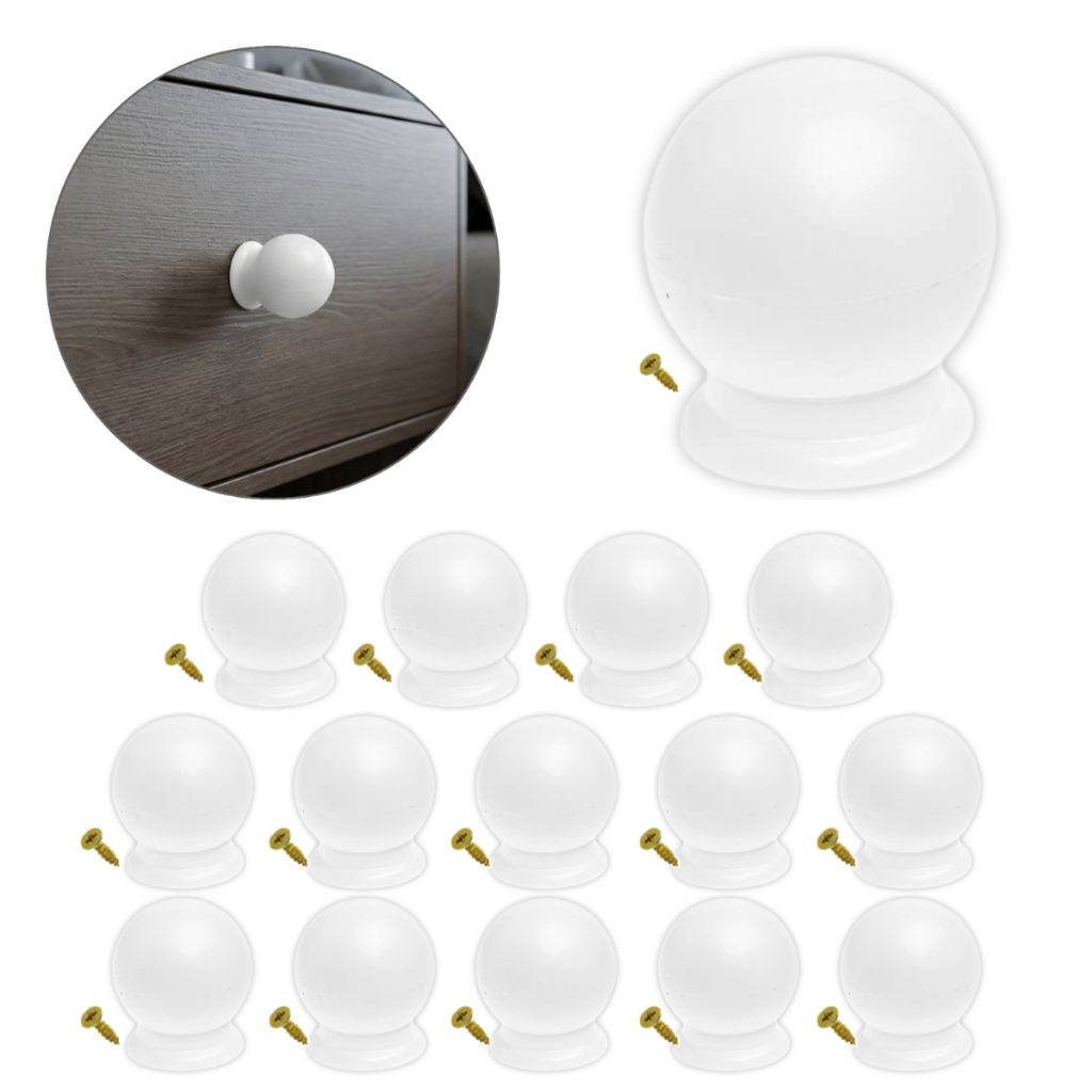Kit 15 Puxador De Gaveta Porta De Armário Bola Branco em Oferta na Shopee