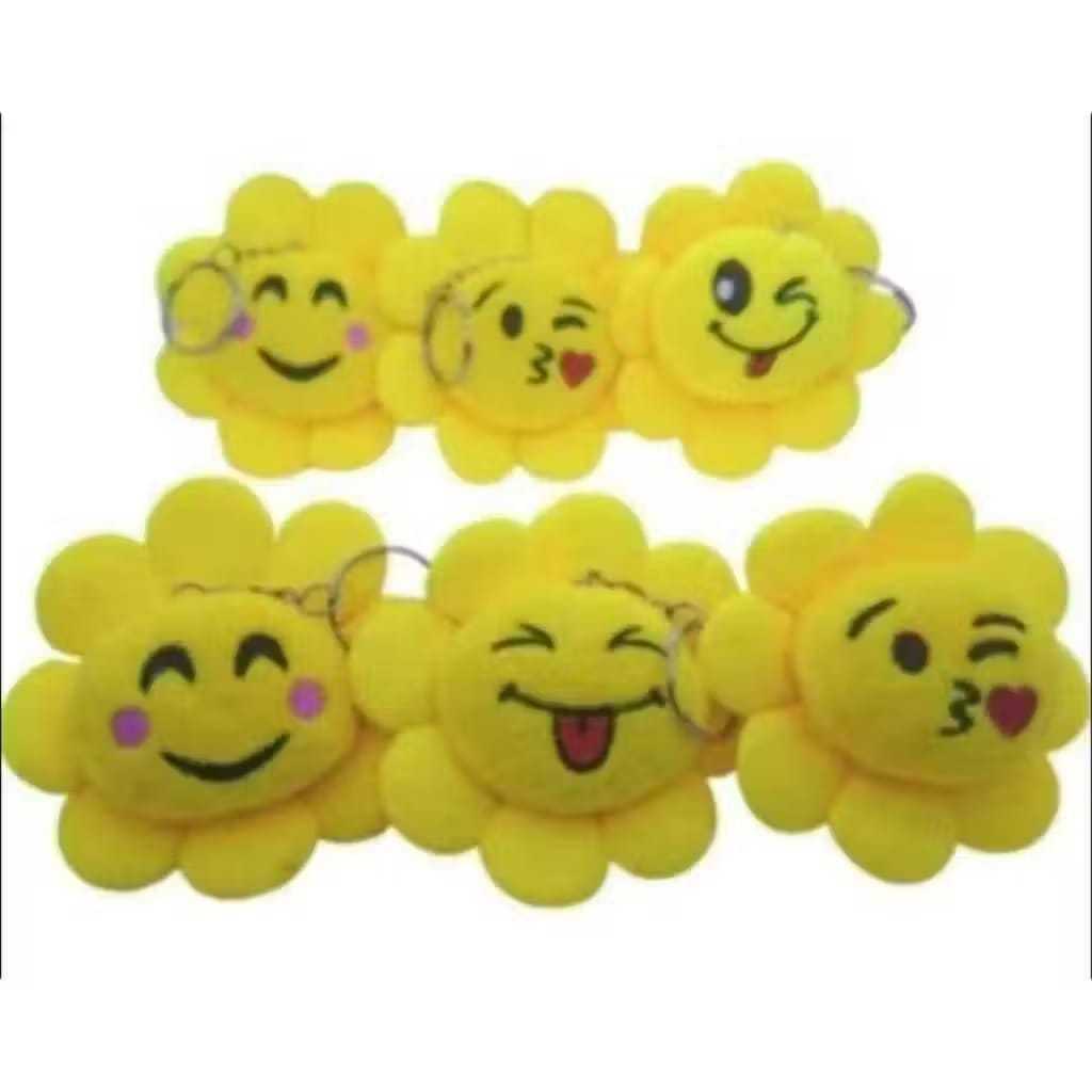 Kit 2 a 3 Peças Chaveiro Girassol Emoji Emoticon Pelucia Whatsapp