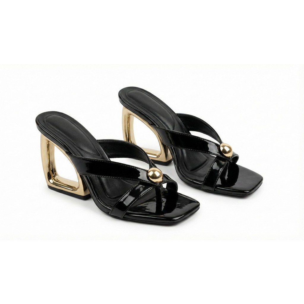 Sandália/Tamanco Salto Orgânico Dourado em Oferta na Shopee