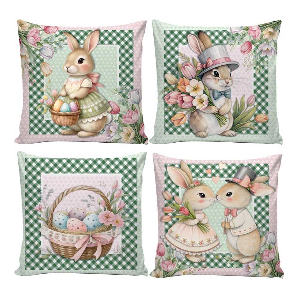 Kit 4 Capas de Almofadas Decorativas 45x45cm Feliz Páscoa Sala Quarto e Decoração Ovo de Páscoa em Oferta na Shopee