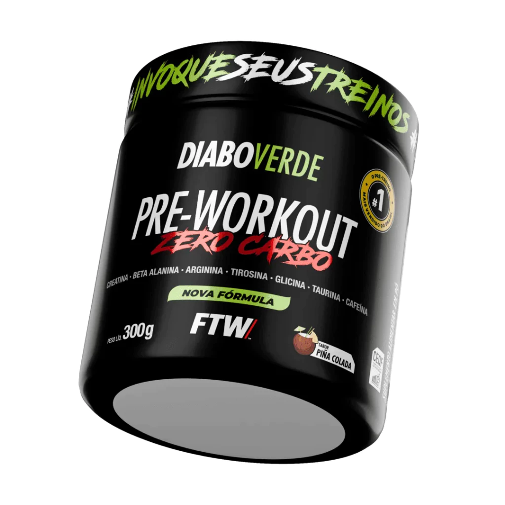Pré Treino Diabo verde Pre-workout zero carbo Pote 300g - FTW — imagem 1