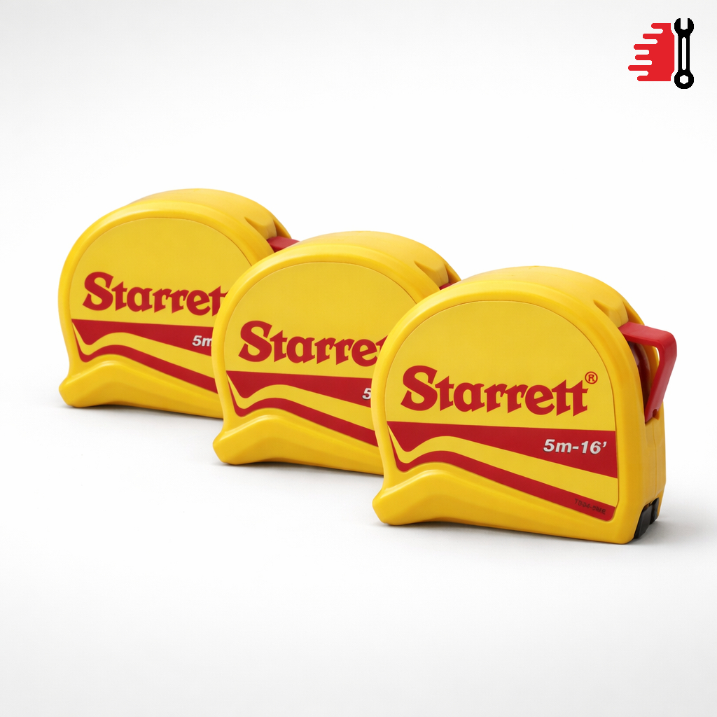 Kit 3 Trenas Starrett 5m Fita De Aço Milímetros E Polegadas Profissional Com Trava
