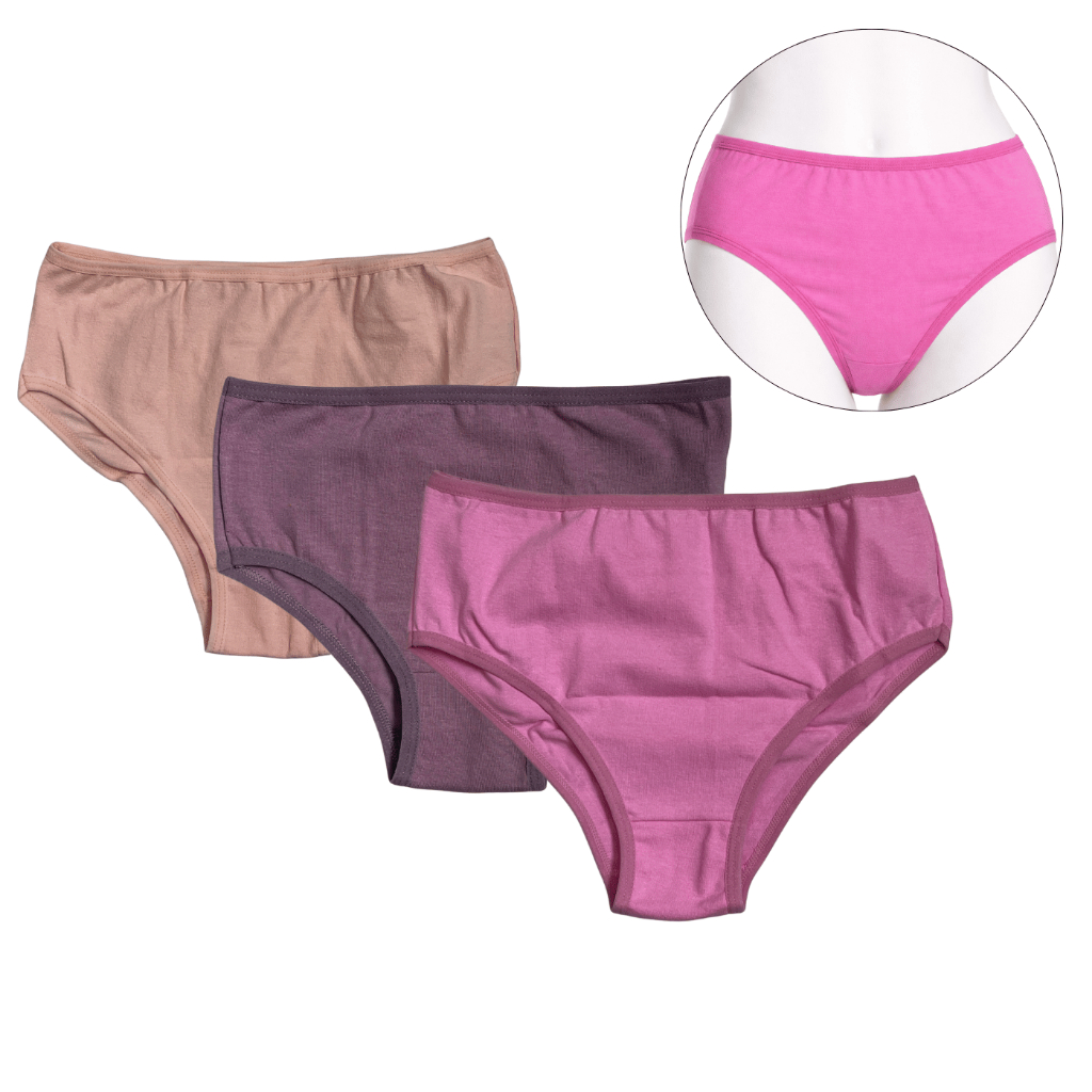 Kit 3 Calcinhas Kellynha Lisas Infantil Juvenil 96% Algodão e 4% Elastano Confortável
