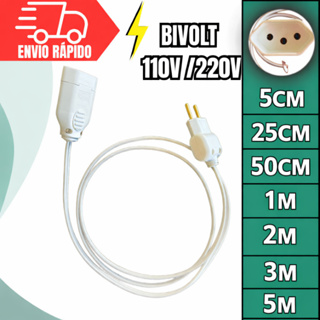 Extensão Elétrica Bivolt Cabo Prolongador Paralelo Bipolar e Tripolar 5Cm/25Cm/50Cm/1,5M/2M/3M/5M em Oferta na Shopee