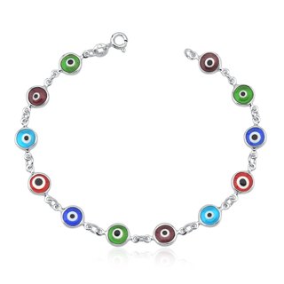 Pulseira olho grego prata 925 colorida
