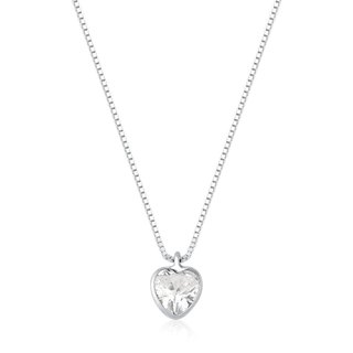 Gargantilha chocker 40cm Prata 925 Ponto de Luz coração 40cm