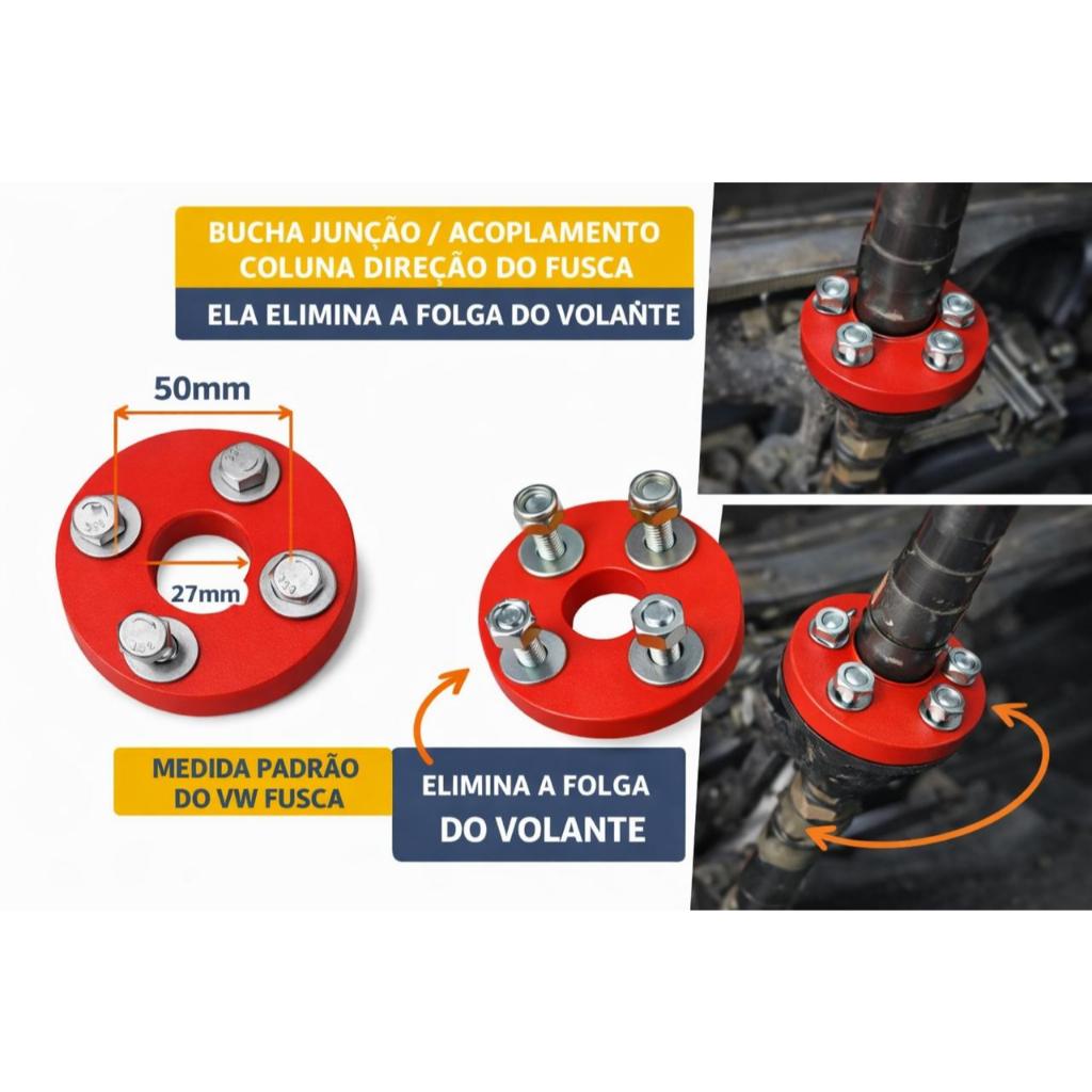 Junção Bucha Fusca Pu Acoplamento Coluna Direção Vw /ar