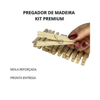 Kit Pregadores de Madeira Premium Mola Reforçada Varal Pronta Entrega em Oferta na Shopee