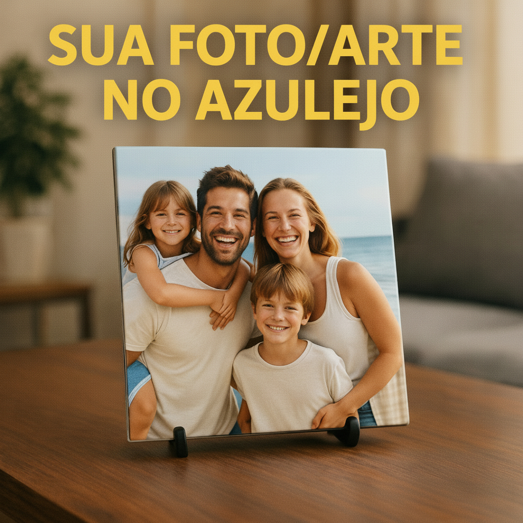 Azulejo Personalizado Com Sua Foto Com Suporte Sua arte em Oferta na Shopee