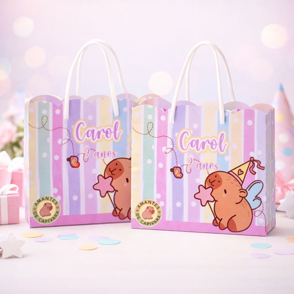 Sacolinha Personalizada CAPIVARA Lembrancinha Surpresinha Para Festa De Aniversário Infantil Econômico