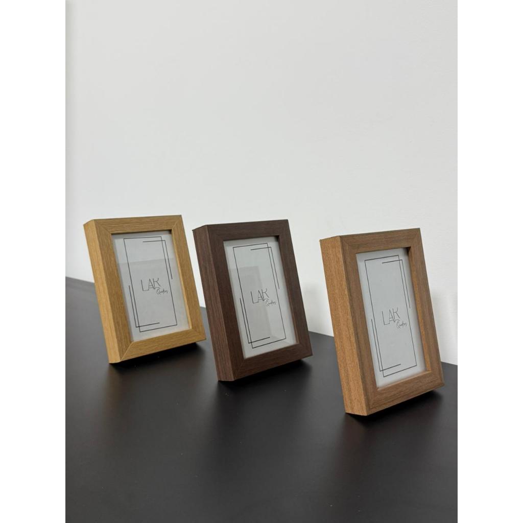 Porta Retratos Com Molduras de madeira 10x15 - Frente com Vidro e Fundo com Suporte em Oferta na Shopee