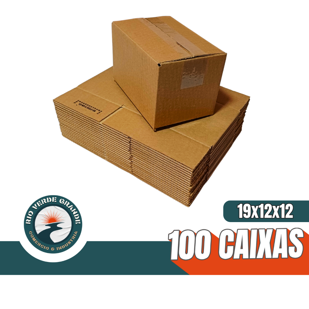 100 CAIXAS DE PAPELÃO (19x12x12)cm NOVA, KRAFT. PARA MUDANÇA, E-COMMERCE, COMÉRCIO em Oferta na Shopee