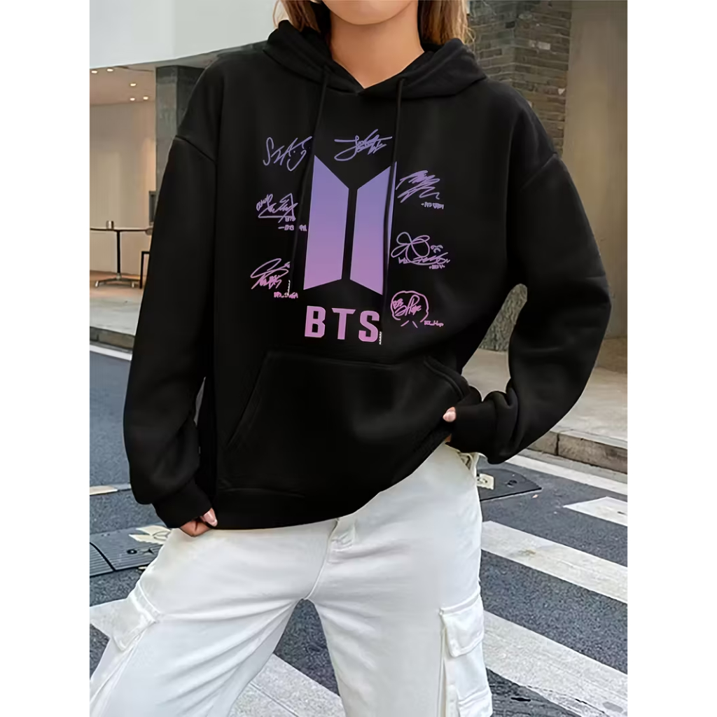 Moletom Canguru Blusa De Frio Aesthetic Grupo De Kpop Idol BTS Army PARA SEMPRE Turnê Mundial 2026