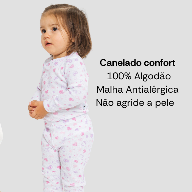 Conjunto Pagão Body bebê com Calça 100% algodão canelado com toque suave antialérgico 02c3