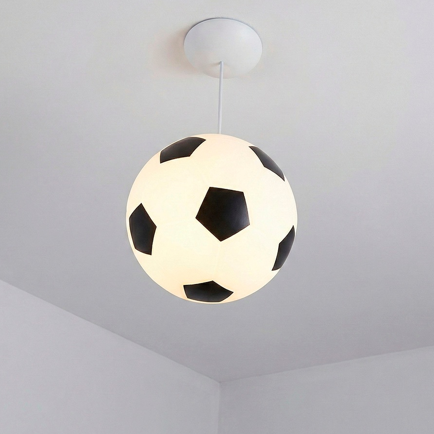 Luminária Pendente Bola de Futebol ⚽ | Bivolt – Decoração de Teto para Quarto Infantil