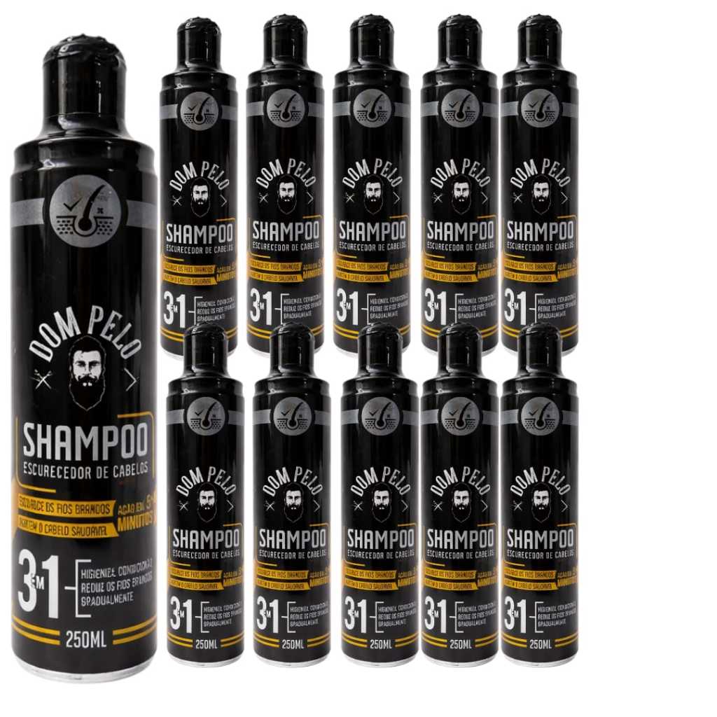 Kit 10 Shampoos Escurecedores Dom Pelo 250ml - Reduz Fios Brancos - Pronta Entrega, Envio Imediato em Oferta na Shopee