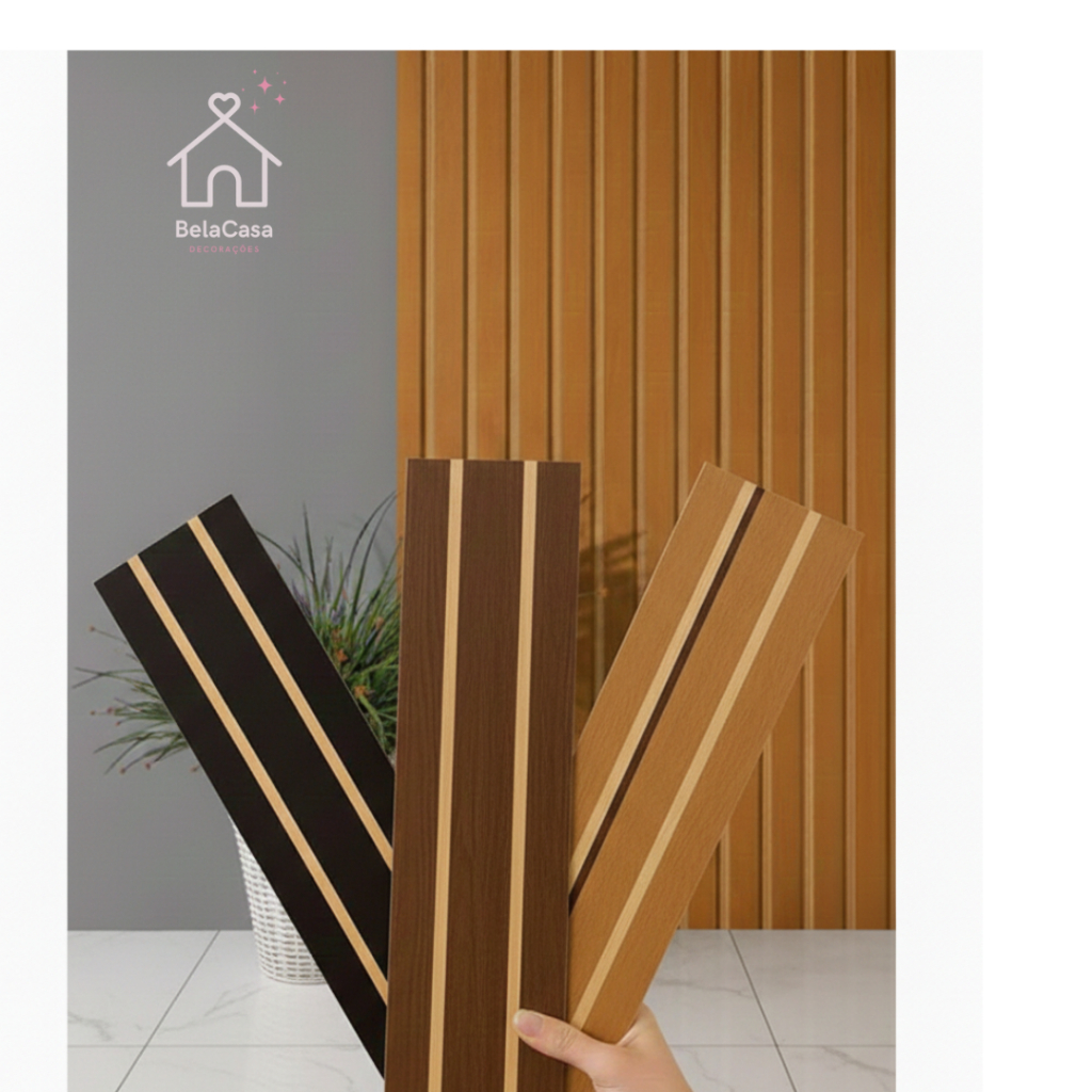 Painel Ripado 3D MDF Decorativo 45x11cm Adesivo Sem Furos -Revestimento De Parede Luxo Sala Quarto!
