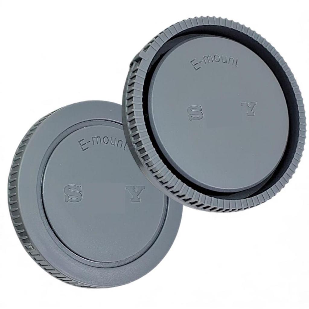 Tampas Cinza Para Proteção Câmeras Traseira Corpo E Lente Sony E-mount