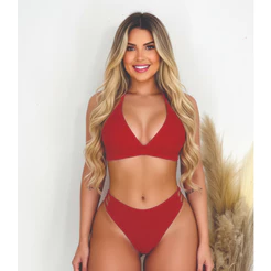 BIQUINI VERMELHO TAÇA MEIO FIO COM BOJO REMOVIVEL