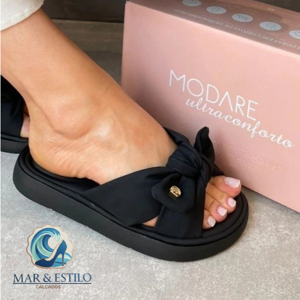 Sandália Feminina Rasteirinha Chinelo Laço Anatômico Modare Ultra Conforto Nobuck