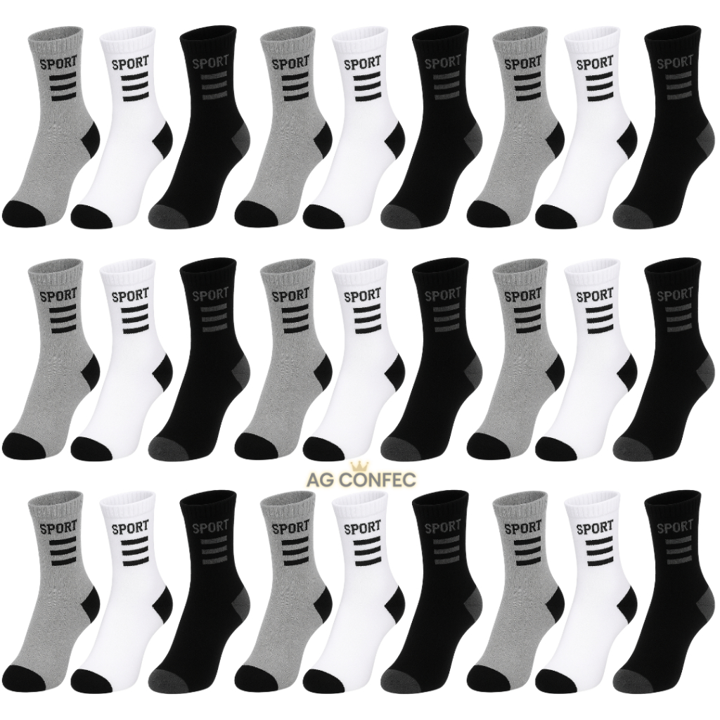 Vários modelos Kit de 24 meia algodão soquete Cano Curto / Longo Masculina Feminina PROMOÇÃO em Oferta na Shopee