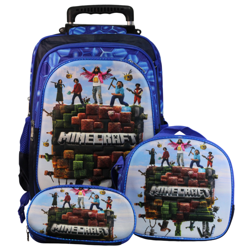 Mochila Roblox E Minecraft Escolar Infantil Importada, Lancheira ,Estojo Estampas Em 3D Menina e Menino