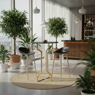 Mesa Bistrô Quebec Aço Carbono Redonda c/ Tampo p/ Cozinha Área Gourmet Jardim Restaurante Bar em Oferta na Shopee