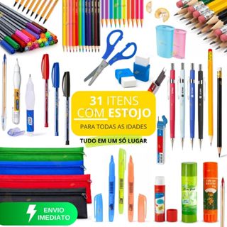 Material Escolar Completo Kit Estojo Escolar Masculino Lapis de Cor Borracha Canetas Coloridas Kit em Oferta na Shopee