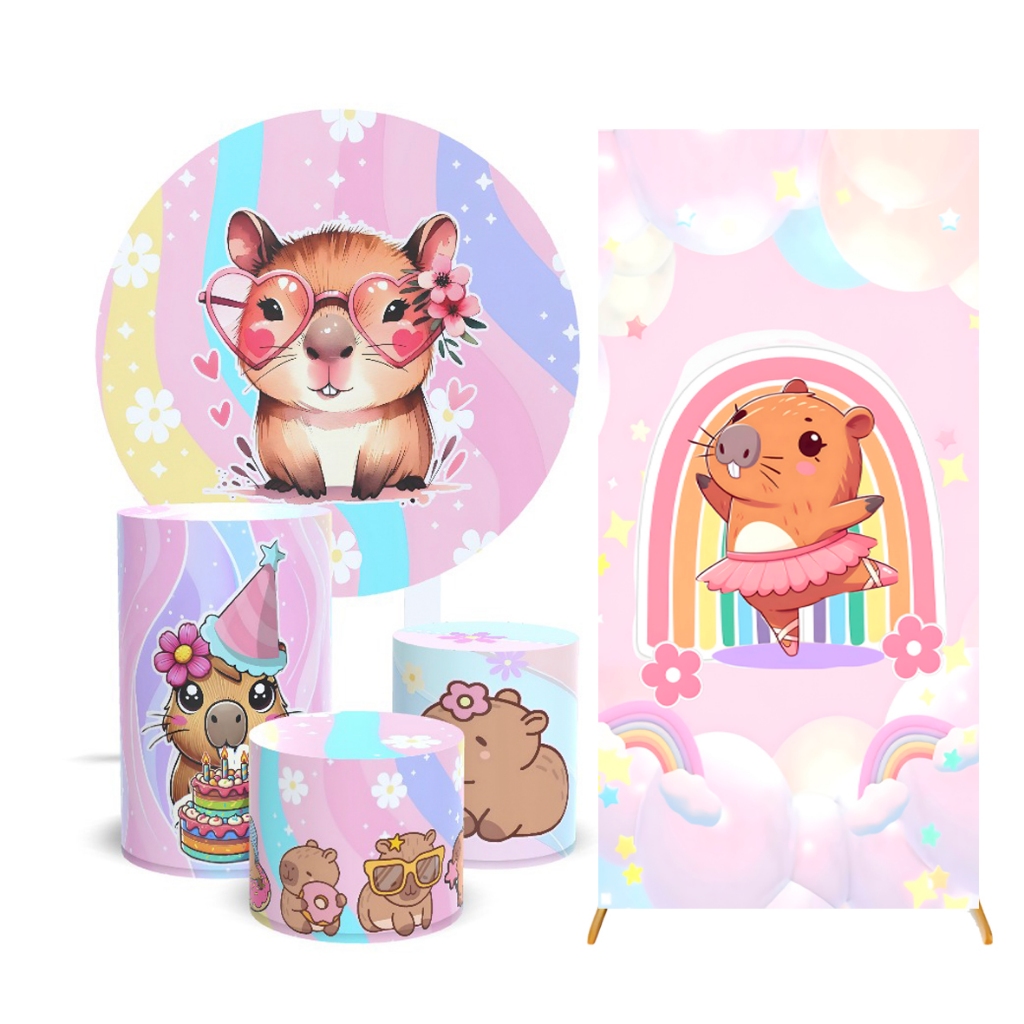 Kit Capa Capivara Painel Redondo 150x150cm / Trio Cilindros / LATERAL 2X1 (🚨LEIA A DESCRIÇÃO🚨)