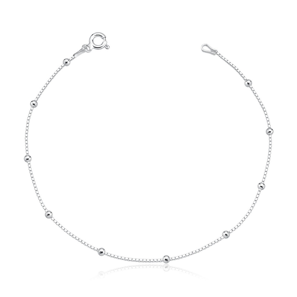 Tornozeleira prata 925 bolinha veneziana - 24cm prata original em Oferta na Shopee