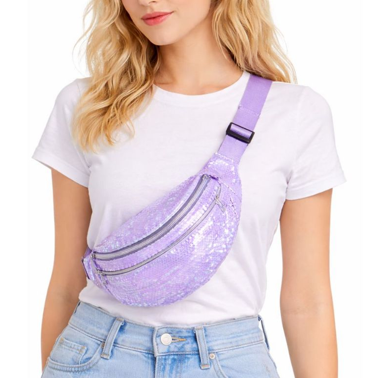 Bolsa Pochete neon com lentejoulas brilhante Cintura/Transversal Feminina com Zíper Estilo Fashion em Oferta na Shopee