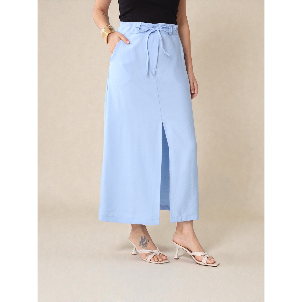 Saia Midi PLUS SIZE de Marrante com Amarração e Fenda Frontal Elegância Moderna COD 183