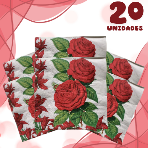Guardanapo De Papel Folha Dupla 20 Un Encanto de Rosas Decoupage em Oferta na Shopee