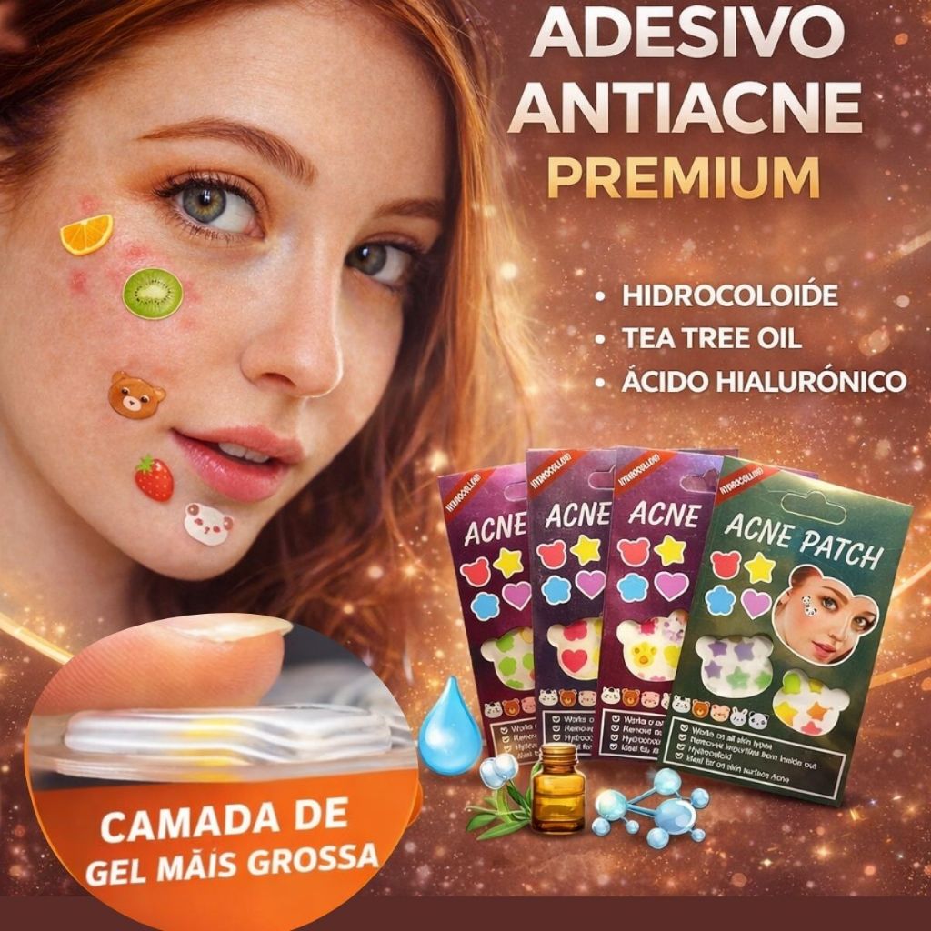 Adesivo Seca Espinha, AntiAcne, Colorido Diversos Modelos, Hidrocolóide, Premium, Dia/Noite Secativo