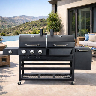 Churrasqueira Dupla 3 em 1 Gás Carvão e Defumador Lateral Portátil Completa para Churrasco Prática e Resistente em Oferta na Shopee