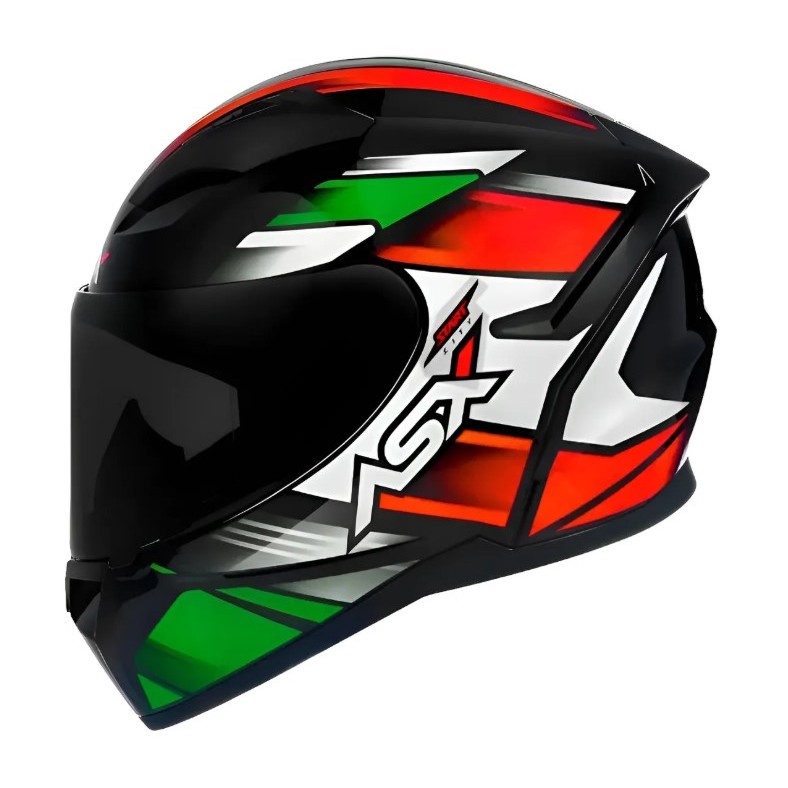 Capacete fechado ASX City Start Brilhante Preto/Vermelho/Verde