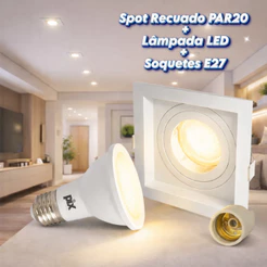 Kit Spot Recuado Par20 Branco + Lâmpada LED 7W E27 Pix