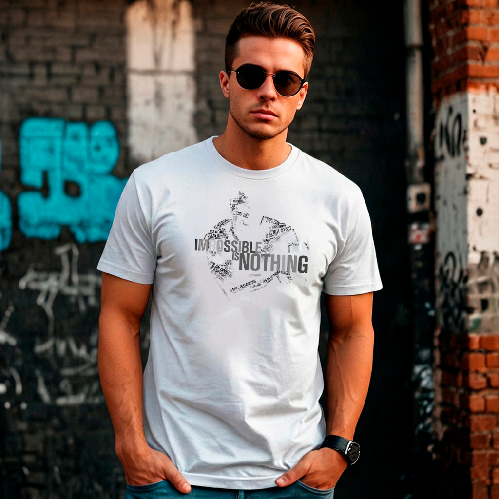 Camiseta Masculina Estampada 100% Algodão Gola Redonda Estilo Urbano Impossible Nothing
