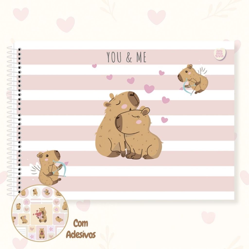Caderno de Desenho 60fls Capa Dura Capivara CapyCutie 2026 São Domingos / Animativa em Oferta na Shopee