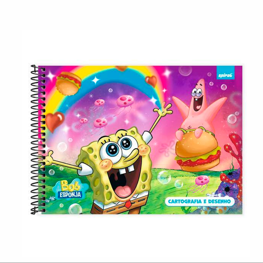 Caderno De Cartografia E Desenho 48 Folhas - Bob Esponja 1 Uni Colorido