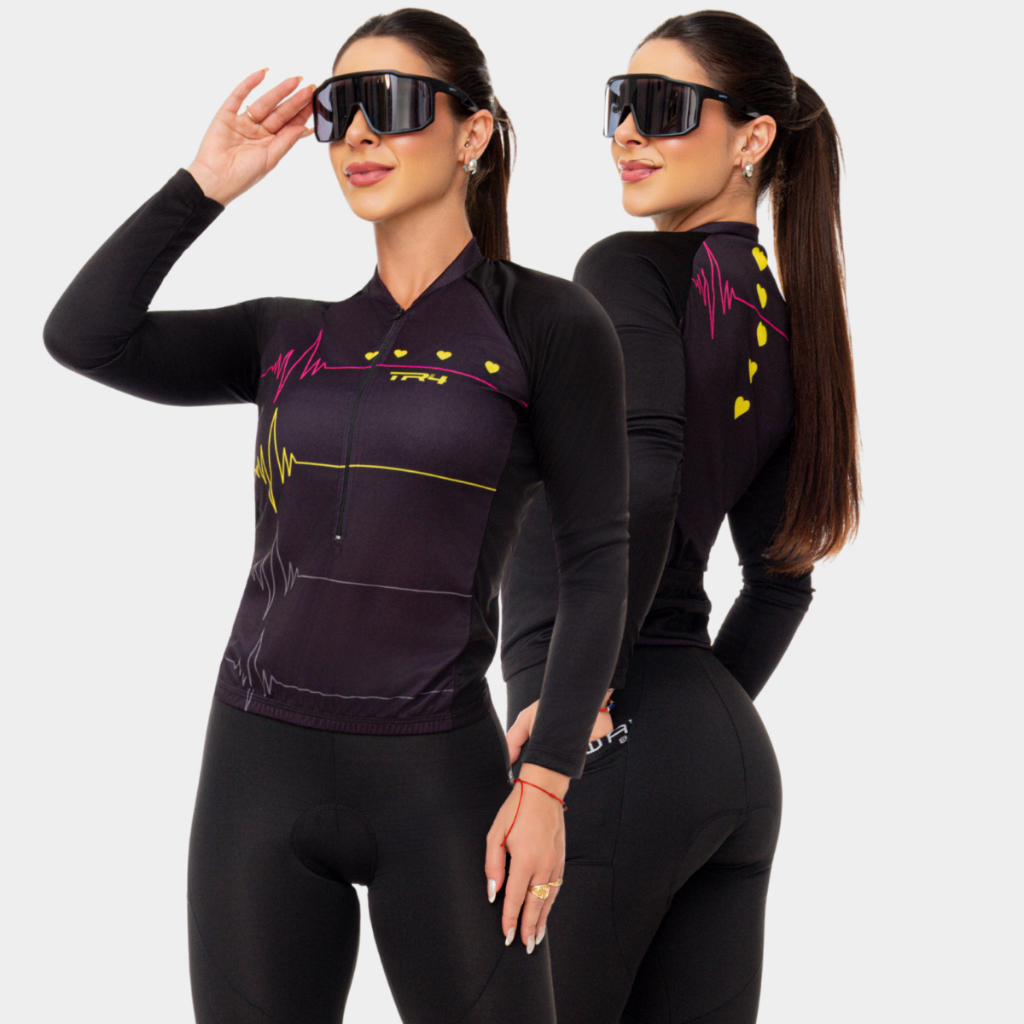 Blusa de Ciclismo Feminina Camisa Manga Longa Inverno Frio com Proteção Solar Uv
