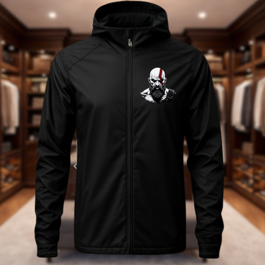 Jaqueta Corta Vento Masculina Impermeável Estilo Motociclista Tecido Premium com Capuz - Kratos