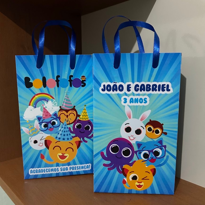 Sacolinha Surpresa Personalizada Bolofofos Azul Menino Menina Festa Lembrancinha Aniversário