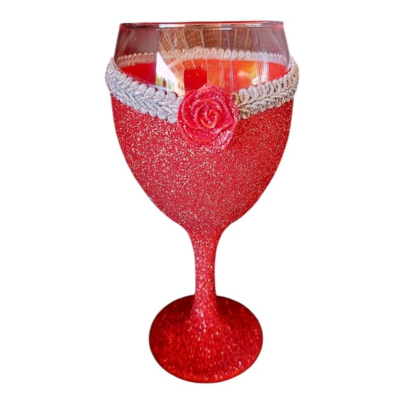 Taça Grande Pomba Gira Vermelha Dourada Maria Padilha, Rosa Vermelha