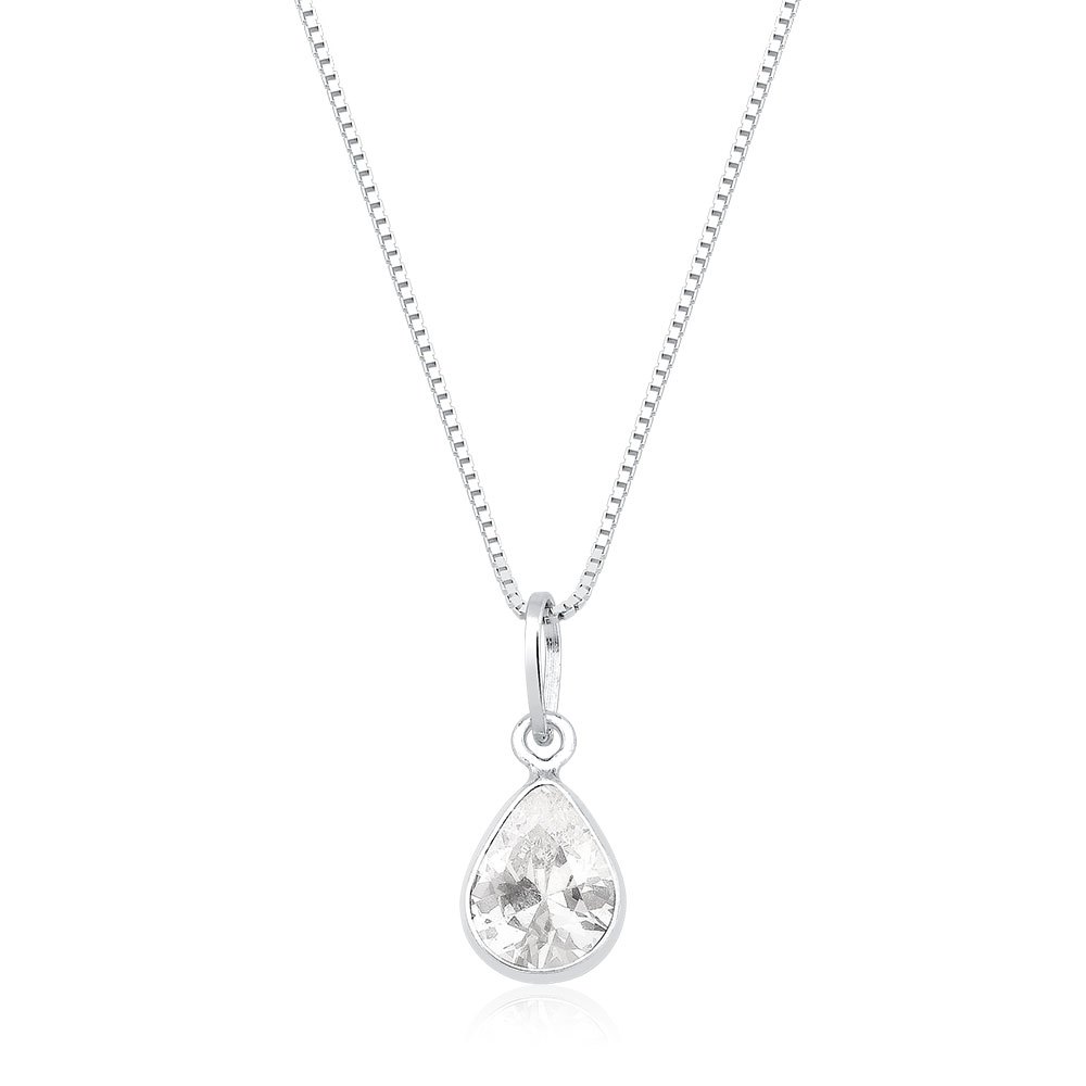 Colar Corrente Prata 925 Ponto de Luz Gota Prata 925 45cm em Oferta na Shopee