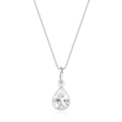Colar Corrente Prata 925 Ponto de Luz Gota Prata 925 45cm