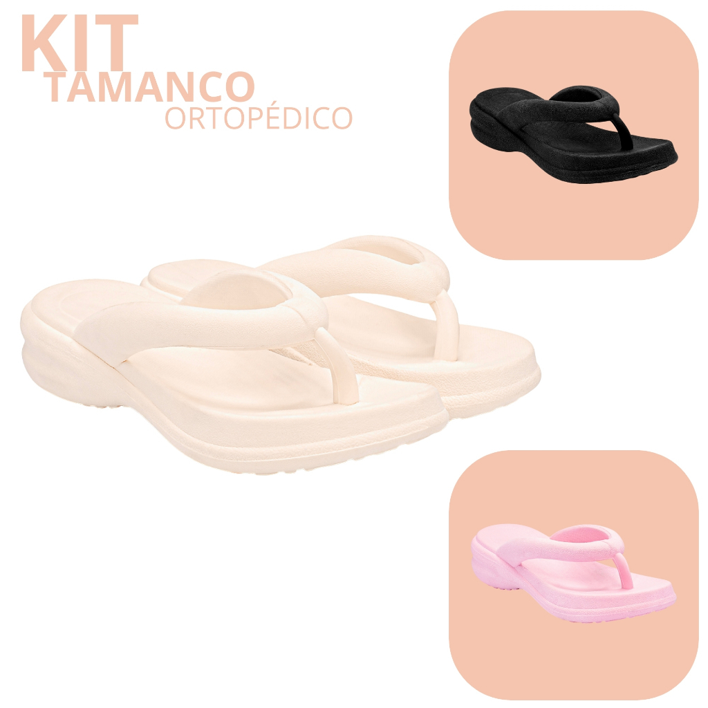 Kit Chinelo Feminino Tamanco Ortopédico Macio Leve Confortável em Oferta na Shopee