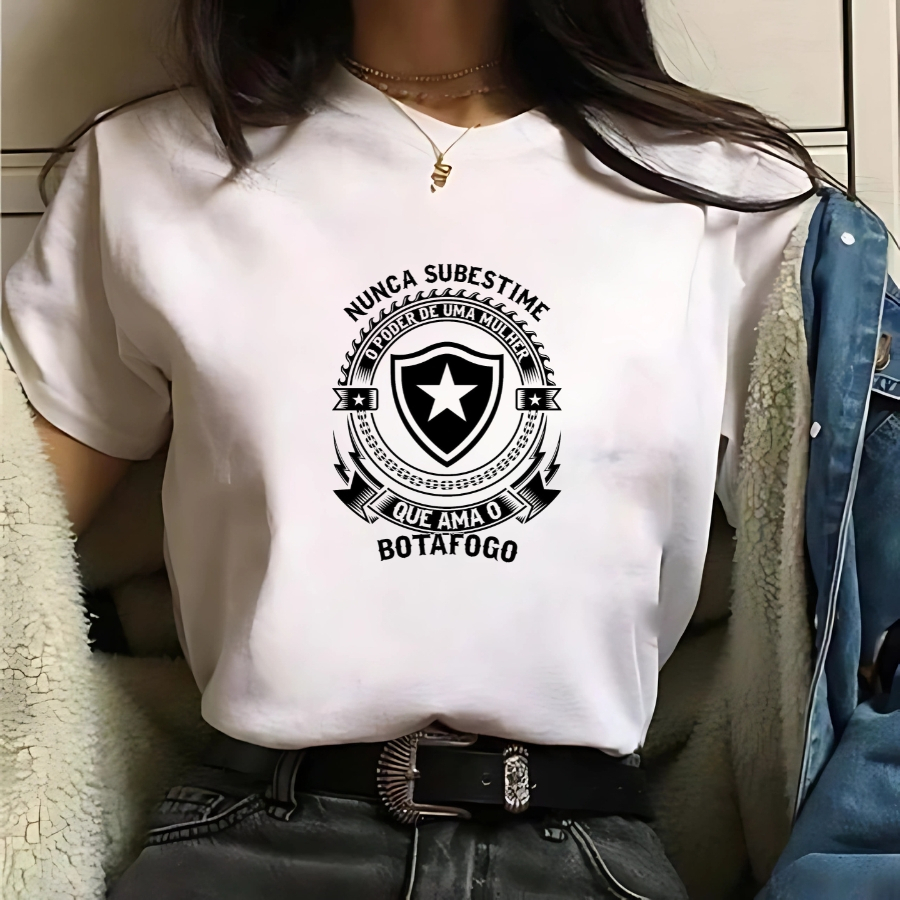 Camisa Botafogo Feminina Branca T Shirt Blusa Menina