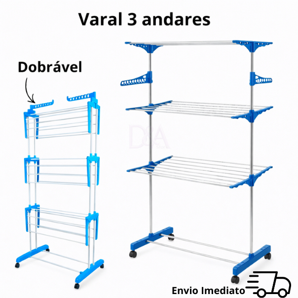 Varal De Chão 3 Andares Roupa Calcinha Grande Dobrável Portátil em Oferta na Shopee