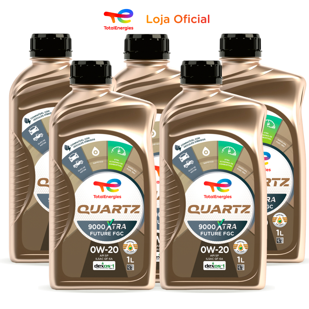 Kit 5 Óleos De Motor 0W-20 Sintético Quartz 9000 Xtra Future FGC